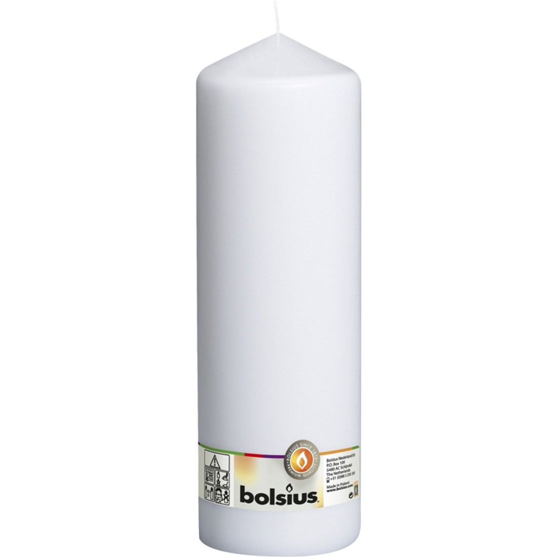 Bolsius Pillar Candles White 300mm by 98mm 150 Hours Long Burn Candles